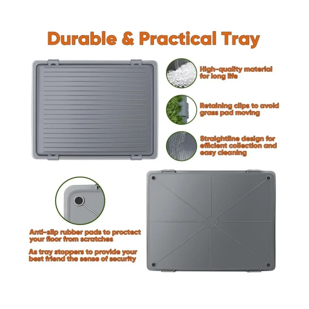 2-Pack Reusable Dog Artificial Turf Grass Pad with Grey Tray 22''X18''